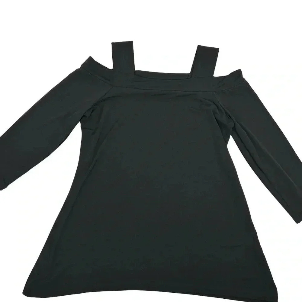 Chico's‎ Women's Black Long Sleeve Blouse Size 0/XS Casual Top Cold Shoulders